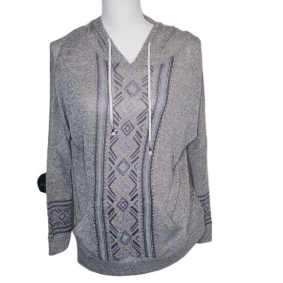 💲✂️Empyre Cleo Hacci Grey & Tribal Print Knit Hoodie - Picture 7 of 7